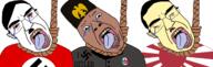 3soyjaks adolf_hitler asian axis benito_mussolini brown_skin clothes crying dead eagle fascism hair hat i_love imperial_japan italy japan looking_at_you mustache nazism open_mouth rope small_eyes suicide swastika text tongue variant:bernd yellow_skin yellow_teeth // 2200x700 // 779.5KB
