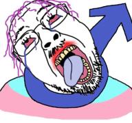 ack glasses male male_sex_symbol open_mouth soyjak stubble tranny variant:bernd // 768x719 // 138.1KB