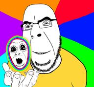 2soyjaks baby clothes glasses glowing hand merge open_mouth perro_hold rainbow smile soyjak stubble subvariant:gerald trend:colorjak variant:cobson variant:el_perro_rabioso // 2000x1860 // 660.6KB