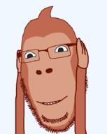 animal arm brown_skin closed_mouth emoticon grin hand monkey series:soymoji smile smirk smug soyjak variant:cobson // 721x906 // 27.2KB