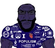 beard blue_shirt blue_skin buff far_right populist punisher_face subvariant:muscular_chud subvariant:science_lover variant:chudjak variant:markiplier_soyjak // 1059x929 // 248.9KB
