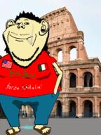 big_boy cigarette closed_mouth clothes ear fat hair italy mustache piss smile smoke soyjak stubble text united_states variant:impish_soyak_ears // 598x800 // 514.6KB