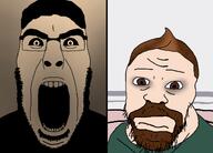 beard concerned evil glasses meme open_mouth scared screaming stubble subvariant:cobson_front2 tiktok variant:cobson variant:feraljak // 1125x807 // 415.5KB