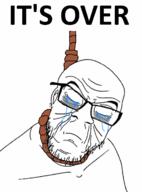 closed_eyes crying glasses hanging its_over rope sad soyjak stubble suicide text variant:feraljak wrinkles // 901x1221 // 440.9KB