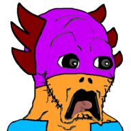 avery fins furry nose oc open_mouth scalie scared soyjak stubble subvariant:doctos tongue variant:soyak vest // 400x400 // 48.7KB