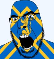 angry animal british east_lothian flag flag:east_lothian glasses hair lion looking_to_the_left open_mouth scotland soyjak stubble teeth thick_eyebrows united_kingdom variant:cobson // 721x789 // 124.5KB