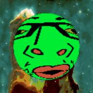 3dgifmaker animated colorful ear glasses nebula open_mouth rotating soyjak space sphere stubble thick_eyebrows variant:nojak // 125x125 // 1.3MB