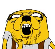 adventure_time animal glasses jake_the_dog janny oekaki open_mouth stubble variant:unknown // 255x227 // 9.5KB