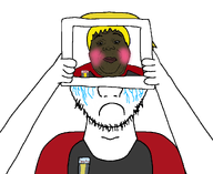 1_year_on_bald_men_with_glasses_website arm badge blushing brown_skin clothes covering_eyes crying fat hand lips looking_at_you nate nate_higger's_distant_cousin_(cape_rrackers) nate_higgers no_background photo photograph role_reversal sad shitskin stubble subvariant:hunky_twink_sex_machine subvariant:soyak_front tear transparent_background variant:alicia variant:soyak white_skin yellow_hair // 1104x901 // 130.7KB