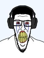 angry bloodshot_eyes clenched_teeth cracked_teeth crying hair headphones low_taper_fade massive rage rotten_teeth series:joke_soyjaks teeth template variant:lowtaperjak yellow_teeth // 1098x1466 // 43.0KB