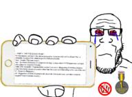 badge bloodshot_eyes closed_mouth crying frown glasses hand holding_object holding_phone iphone kolyma phone sad soyjak soyjak_party stubble subvariant:phoneplier subvariant:phoneplier_horizontal the_five_board_plan variant:markiplier_soyjak // 643x477 // 209.5KB