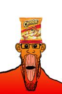cheetos ear flavorjak food foodjak glasses gradient oh_my_god_she_is_so_attractive open_mouth orange_skin red_skin sourjak stubble subvariant:longplier text variant:markiplier_soyjak yellow_skin // 886x1327 // 308.9KB