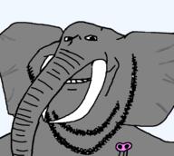 animal ear elephant grey_skin series:animaljaks smile soyjak stubble trunk tusk variant:impish_soyak_ears // 803x720 // 58.5KB