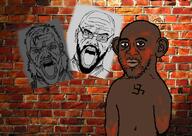 arm beard big_boss black_skin ear george_floyd glasses hair metal_gear open_mouth series:saint_floyd soyjak subvariant:floydjak swastika variant:soyak variant:unknown video_game // 800x565 // 666.9KB