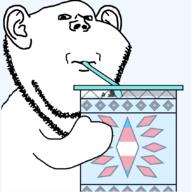 arm beard bottle diamond_(shape) drink drinking drinking_straw ear estrogen hand holding_object hrt stubble subvariant:impdrink teal trans_flag transgender_flag transparent transparent_background variant:impish_soyak_ears water // 845x850 // 27.3KB