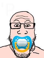 baby caca closed_mouth glasses neutral pacifier soyjak stubble subvariant:neutralplier variant:markiplier_soyjak // 600x800 // 74.3KB