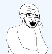 glasses hand matpat open_mouth soyjak stubble variant:soyak // 640x673 // 46.6KB