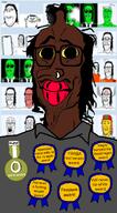 0_good_posts_made award awards badge big_lips booru brimstone brown_skin collared_shirt eyebrow_raise glasses grey_shirt grin hair lips long_hair mullet nigger nose_piercing nose_ring red_lips shitskin slopjak stubble subvariant:mulletcuck variant:mulletjak yellow_sclera // 838x1525 // 524.8KB
