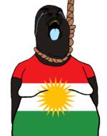 big_lips big_nose blue_tongue crying fat flag:kurdistan hanging kurdish_donkey_fucker kurdish_sun kurdistan kurdnigger nigger red_sclera rope shitskin total_kurd_death variant:hydejak yellow_teeth // 961x1227 // 145.9KB