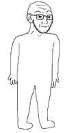arm closed_mouth crying foot full_body glasses hand happy leg looking_right smile soyjak stubble variant:soyak // 576x1163 // 18.5KB