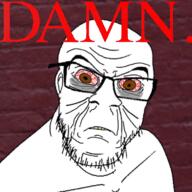 album_cover angry bloodshot_eyes brick brown_eyes damn ear frown glasses kendrick_lamar music soyjak stubble tired variant:feraljak yellow_teeth // 759x759 // 614.3KB