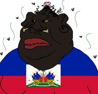 big_ears big_lips big_nose black_skin bone brain dried_lips fat flag:haiti flies hair haiti meximutt monkey obese small_brain soyjak star_(symbol) stink_lines stinky sweating tits united_states variant:meximutt wrinkles yellow_sclera // 888x849 // 103.7KB