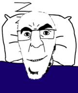 bald bed closed_mouth glasses hair laying smile soyjak stubble teeth variant:godjak // 206x245 // 7.3KB