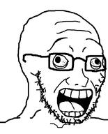 crazed eyes_popping glasses open_mouth soyjak stubble variant:soyak // 644x800 // 16.5KB