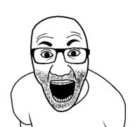 arm clothes glasses open_mouth soyjak stubble template tshirt variant:el_perro_rabioso // 427x400 // 7.3KB