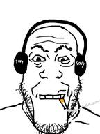 cigarette headphones smoke smoking sony soyjak stubble variant:markiplier_soyjak wrinkles // 620x824 // 346.5KB