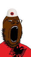 albania big_lips black_skin clothes country double_headed_eagle eagle flag flag:albania glasses hat nigger soyjak stretched_chin stretched_mouth stubble variant:gapejak white_background // 602x1100 // 115.6KB