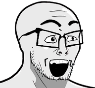 biz_(4chan) biz_(soyjak_party) glasses only_one_shall_previal open_mouth redraw stubble subvariant:nusoyjak transparent_background variant:nujak // 963x896 // 280.3KB