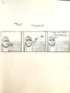 art black_and_white comic drawfag drawing glasses ink meta:soytober meta:soytober2024 rock smile smug soyjak speech_bubble stonetoss stubble text throw toss variant:smugjak // 1536x2048 // 2.1MB