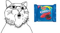 animal cat ear glasses nas open_mouth oreo oreo_review_show soyjak stubble swedish_fish variant:nocat whisker // 938x524 // 188.6KB