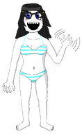 bikini blue_eyes clothes full_body glasses hair standing variant:soytan waving // 1352x2196 // 142.8KB