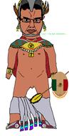 aztec aztlan cape cardboard diamond emerald feathers front_facing gold greentext huelga_bird mayate mexico ruby sandals shield skirt soyjak speech subvariant:chudjak_front variant:chudjak weapon // 956x1900 // 187.0KB