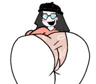 ass big_ass blue_eyes clothes coomer_artstyle glasses meta:delete niggerbrim open_mouth panties soyjak teeth user=B_B_GHAST variant:soytan // 577x503 // 20.2KB