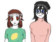 artist:shemmysloota breasts clothes female glasses hair variant:soytan variant:sproketan // 1024x768 // 256.6KB