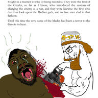 2soyjaks ack chainsaw holding_chainsaw holding_object meta:tagme stubble subvariant:chainsaw_bernd teeth text variant:chudjak // 3464x3464 // 1.1MB