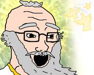 angel balding beard clothes cloud glasses god grey_hair heaven mustache open_mouth soyjak thick_eyebrows variant:soyak // 544x435 // 125.1KB