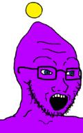 alien blue_eyes chao_(sonic) glasses open_mouth purple_skin sega sonic sonic_adventure_2 sonic_the_hedgehog soyjak stubble variant:soyak video_game // 643x1026 // 33.0KB