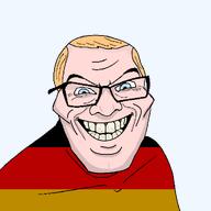 aryan blond blue_eyes germany glasses nordic nose pink_skin ruddy sinister smile subvariant:feralgrin variant:feraljak // 1024x1024 // 25.5KB