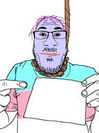 anhero asphyxiation bloodshot_eyes hair hanging neutral noose open_mouth pointing rope soyjak stubble subvariant:nuplier suicide template tranny transgender_flag variant:markiplier_soyjak white_background // 449x604 // 55.6KB