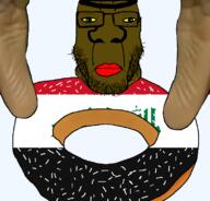 Warrior-Z(user) beard brap braphog brown_skin chud_(boorufag) chud_(soybooru) donut dreamybull fat flag:iraq fnfpedo foot_fetish glasses hijab iraq mutt neutral nigger obese png slopjak variant:chudjak variant:markiplier_soyjak // 788x755 // 239.2KB