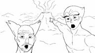 2soyjaks arm hair hand mustache open_mouth pointing redraw soyjak stubble tekken variant:two_pointing_soyjaks video_game volcano // 1280x720 // 91.0KB