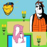 arm brown_hair capcom ear glasses grass grin headband lan_hikari mega_man mega_man_battle_network megaman_exe mr_prog multiple_soyjaks park science subvariant:feralsquirrel subvariant:hornyson sun technology trend:squirreljakking variant:cobson variant:feraljak variant:impish_soyak_ears variant:markiplier_soyjak vest video_game yellow_skin // 2500x2500 // 889.3KB