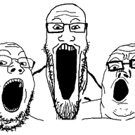 3soyjaks glasses open_mouth series:trios_&_duos soyjak stretched_mouth stubble template trend:soyjak_trio variant:gapejak variant:markiplier_soyjak variant:tony_soprano_soyjak // 828x581 // 19.7KB