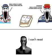2soyjaks angry book bushy_eyebrows clothes flag:israel flag:palestine flag:transgender_pride_flag gigachad glasses israel israeli_flag maga maga_hat media_literacy nas:gigachad o_algo open_mouth spade stubble text tranny transgender_flag troon variant:markiplier_soyjak white_background zohran_mamdani // 2400x2500 // 742.1KB