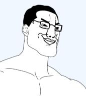 gigachad glasses muscles muscular_male smile smirk smug template transparent transparent_background variant:chudjak // 680x762 // 76.8KB