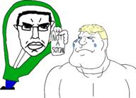 big_chin blue_eyes blue_pants crying deformed full_body glasses green_shirt hair muscular_male nas showing_something subvariant:chudjak_front subvariant:mexiaryan variant:chudjak variant:meximutt yellow_hair // 1470x1063 // 37.3KB